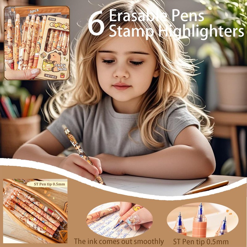 Cute Capybara Stationery Set - Large Pencil Case, 4 A5