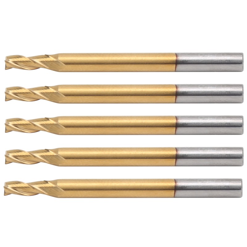 5Pcs 3‑Flute Flat End Milling Cutter Ti Plating Router Bits