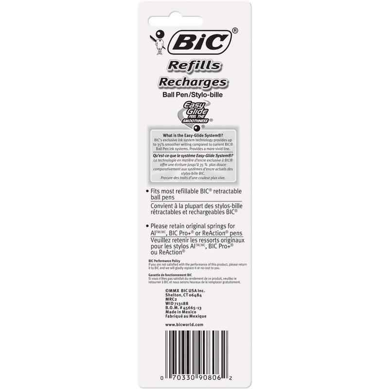 BIC Ball Pens Refills, Blue, 2-Pack