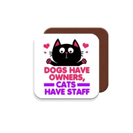 Funny Cat Coaster Gift for Cat Owners - Giftset - Made by MUGGZ in The UK