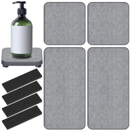 Tanstic 4Pcs Water Absorbing Stone Coasters Water Absorbent Diatomite Coaster Water Absorbing Stone Tray Diatomaceous Earth Coasters for Soap Cups Cosmetic Bottles Plants(Dark Gray)