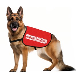 JXGZSO Nervous Rescue Space Dog Vest Nervous Rescue Please Approach Slowly Dog Jacket Vest Dog Walking Slogan Warning Vest (Nervous Slowly M)