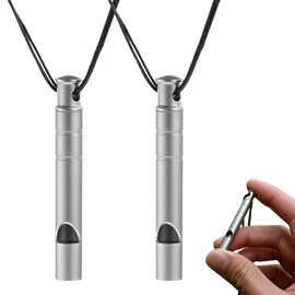 Pack of 2 whistle, loud emergency, whistle, emergency whistle, signal whistle, titanium alloy material, 120 dB high volume, suitable for outdoor camping, survival, hiking in the wild and other
