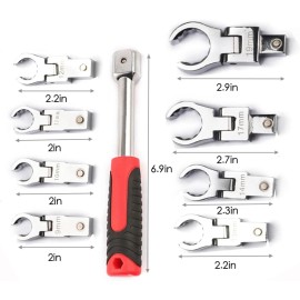 Unbranded 9PCS Brake Line Ratchet Wrench Set, Flex Head Ratcheting Wrench Set, Flare Nut