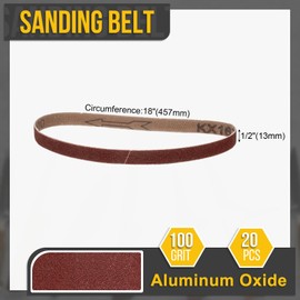 CoCud 1/2 x 18 Inch Sanding Belt, 20 Pcs 100 Grit Knife Sharpener Belts Work Sharpening for Belt Sander Knife Carving Tool Metal Working
