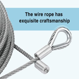 100 Foot Steel Replacement Cable Fit for TranzSporter Ladder Hoist, 200 and 250 Pound Platform Elevator 5/32" Galvanized Cable with Braided Eyelet End, TP-250, LH200, LH2000 Hoists Cable