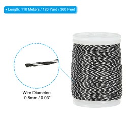 PATIKIL Archery Bow String Serving Thread 120 Yard/110M, 0.03" / 0.8mm Dia Bowstring Thread for Tying Peep Sight Nock Compound Recurve Bow, Black White