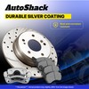 AutoShack Rear Drilled and Slotted Brake Rotors Silver Calipers and