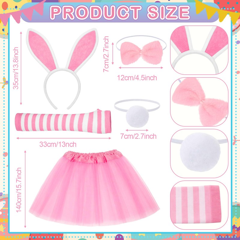 3 Set Easter Bunny Headband Costume Set with Bowtie Tail