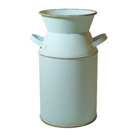 Fauevav Galvanized Milk Can Antique Retro Vase Metal Planter Rustic Vintage Primitive Flower Holder Farmhouse Country Plant for Home Office Decor, 7.6” Blue-Green