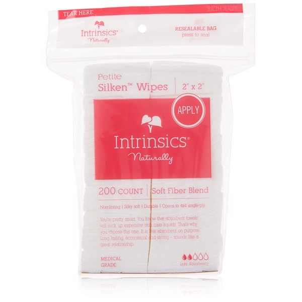 Intrinsics 407300 Petite Silken Wipes - 2"x2", 4-ply Blend of