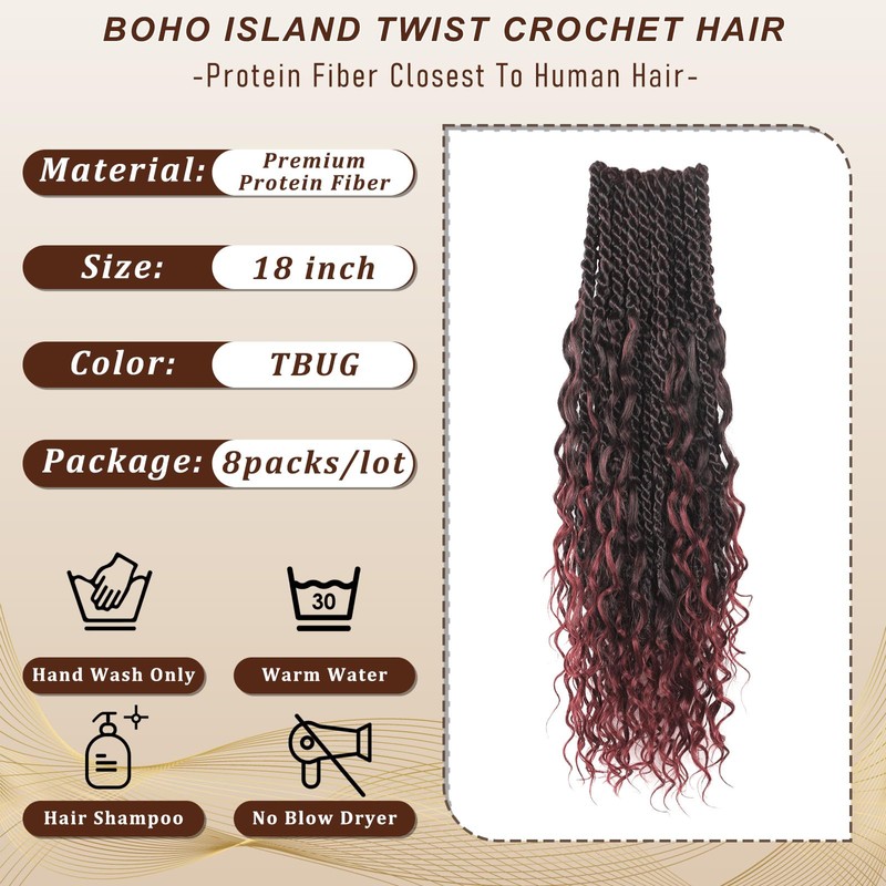 Senegalese Twist Crochet Hair for Black Women Curly Ends 18In