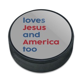 GRAPHICS & MORE Love Jesus and America Too Ice Hockey Puck