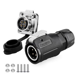 CNLINKO Outdoor Lighting Electrical Cable Power connectors, pin Socket Plug Connector Waterproof M16 4PIN, Male to Female Panel Mount Connector (4 PIN)