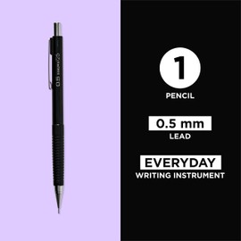 SAKURA 50297 Mechanical Pencil Fixed Sleeve 0.5-mm with 3 Erasers, Black