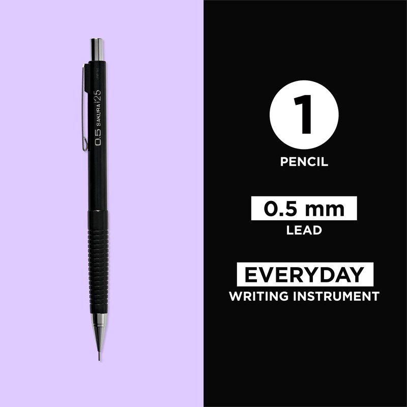 SAKURA 50297 Mechanical Pencil Fixed Sleeve 0.5-mm with 3 Erasers,