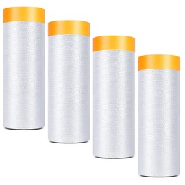 4 Pcs Tape and Drape 5 Ft x 65 Ft Pre-Taped Masking Film Plastic Painting Drop Film Painters Plastic Sheeting Roll Masking Paper with Tape for Automotive Painting, Paint