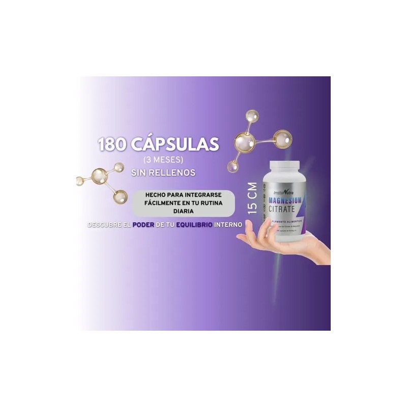 Citrato De Magnesio, 180 Cápsulas 500 Mg, Sin Azúcar, Keto