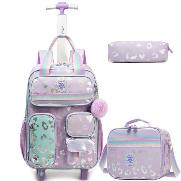 Oruiji Girls Rolling Backpack for School Backpack with Wheels for