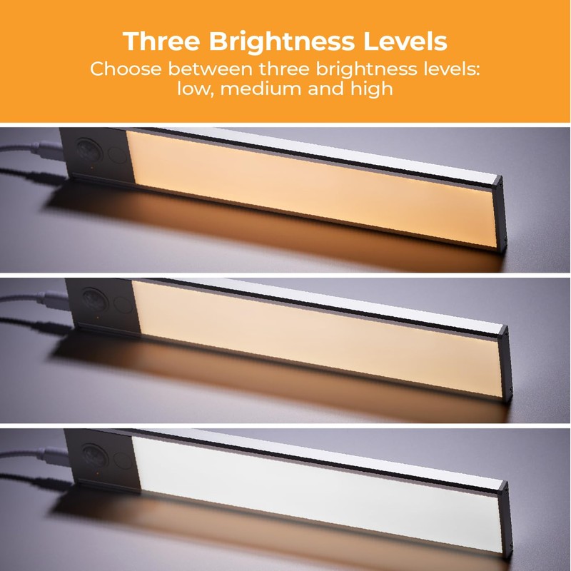 PureOptics LED Rechargeable Under Cabinet Lighting, Motion Sensor On/Off, Warm