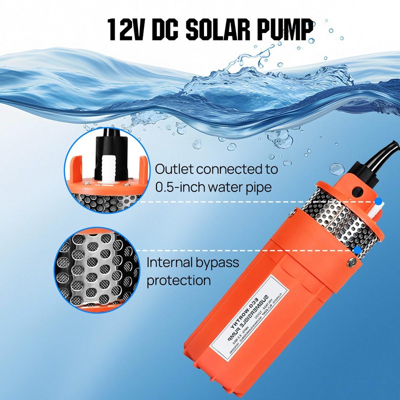 ECO-WORTHY 12V DC Submersible Well Water Pump with 10ft Cable,