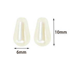 PPhtony 6x10mm Plastic Faux Teardrop Pearl Beads Imitation Waterdrop Pearl Beads for Pendant Necklace Earrings Christmas Wedding Head Band Headpieces DIY Craft Jewelry Making, 100PCS (Beige)