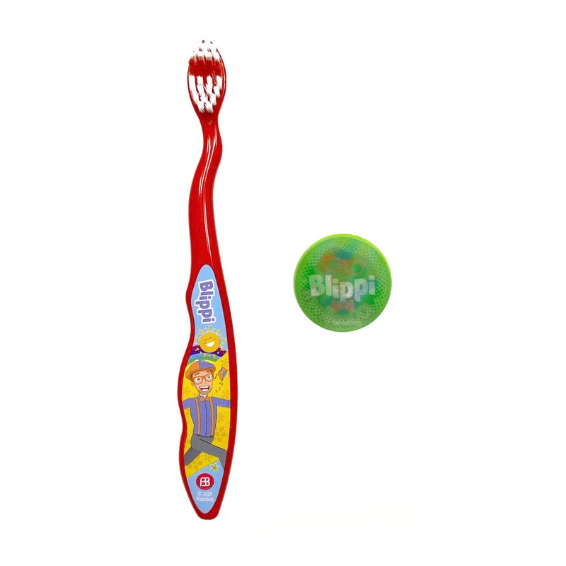 Brush Buddies Blippi Toothbrush with Travel Cap, Kids Toothbrushes, Soft