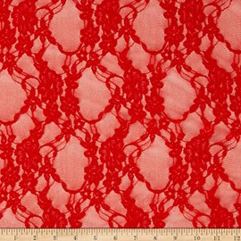 Giselle Stretch Floral Lace Red Fabric By The Yard