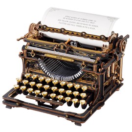 ROKR Mechanical Typewriter 3D Wooden Puzzle for Adults- Vintage Model Kit, No Glue, 324 PCS, 12H Assembly, Building Project, Retro Desk Home Decor, Unique Gifts for Writers (Classic Version)