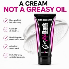 Get Me Dark Sunbed Tanning Accelerator Cream with Tyrosine 200ml | Hyaluronic Acid & Aloe Vera, Shea & Cocoa Butter, No DHA or Bronzer, Streak Free, All Skin Types, Indoor & Outdoor Use