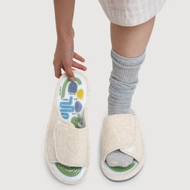 JAJU [JAJU] Acupressure Slippers with Illustrations_250-270_Beige