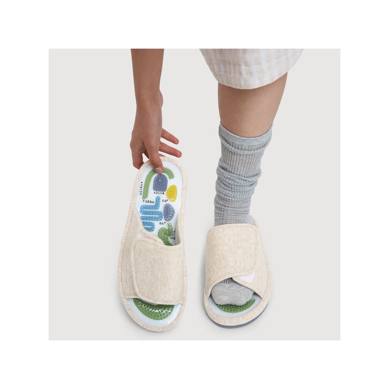 JAJU [JAJU] Acupressure Slippers with Illustrations_250-270_Beige