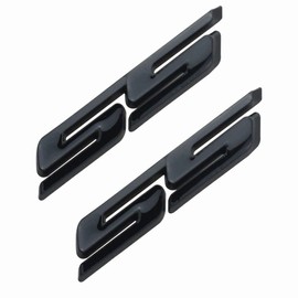 Generic 2PC (Gloss Black) Slant SS Grill Side Emblem Badge Decal with Sticker for Chevy Impala Cobalt Camaro 2010 to 2024