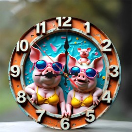 10-Inch Custom Wooden Clock that is a Miniature Model of a Solar Systemsheet size: 25*25cm/9.843*9.843inch, color: White