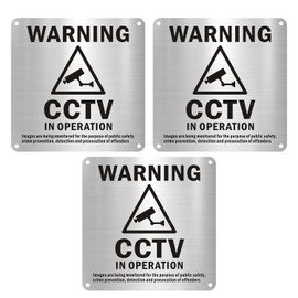 3 Pieces Cctv Signs, Cctv Warning Signs, Cctv Camera Signs, Cctv Outdoor Signs, Brushed Warning Signs, Warning Signs, Aluminum Surveillance Signs, Cctv Running Signs