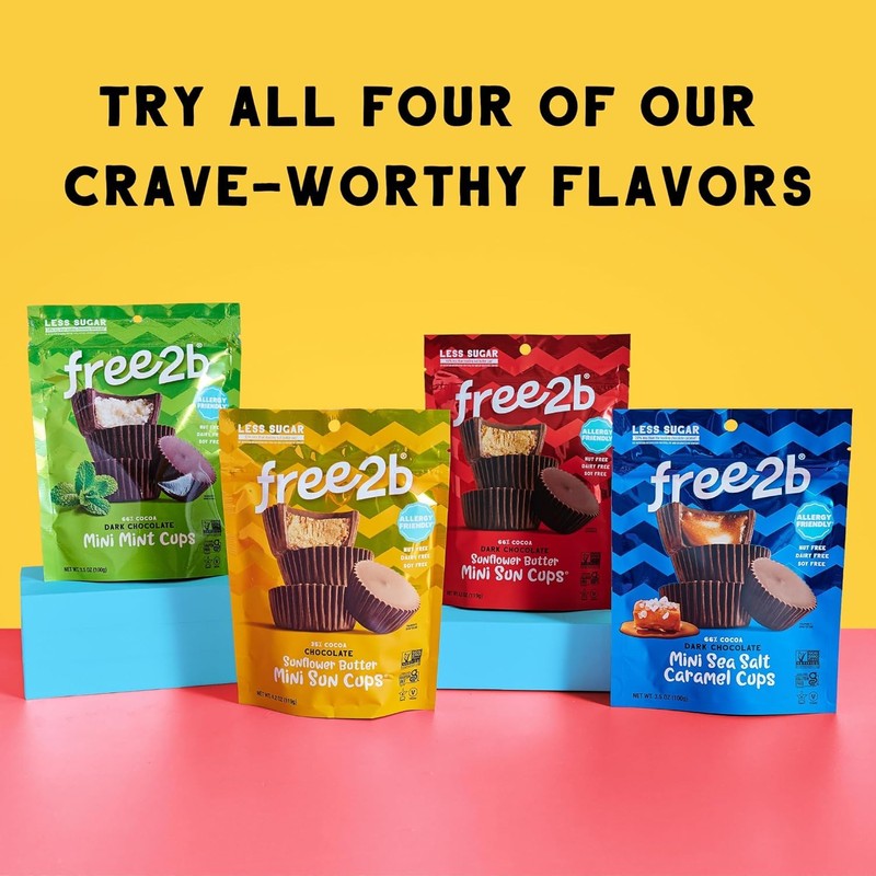 Free2b Sunflower Butter Mini Cups, Safe for School and Allergy