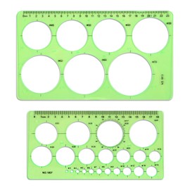 2 Pieces Circle Template Rulers, Plastic Circle Stencil for Drawing, Geometric Circle Drawing Tool, Circle Drawing Ruler with 29 Circles for Students, School, Office, Supplies, Technical Drawing