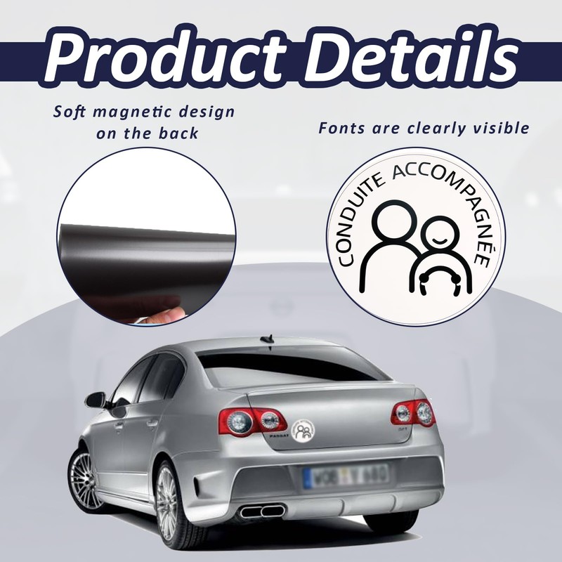 1 x Conduite Accompagnée, accompanying driver sticker for young drivers,
