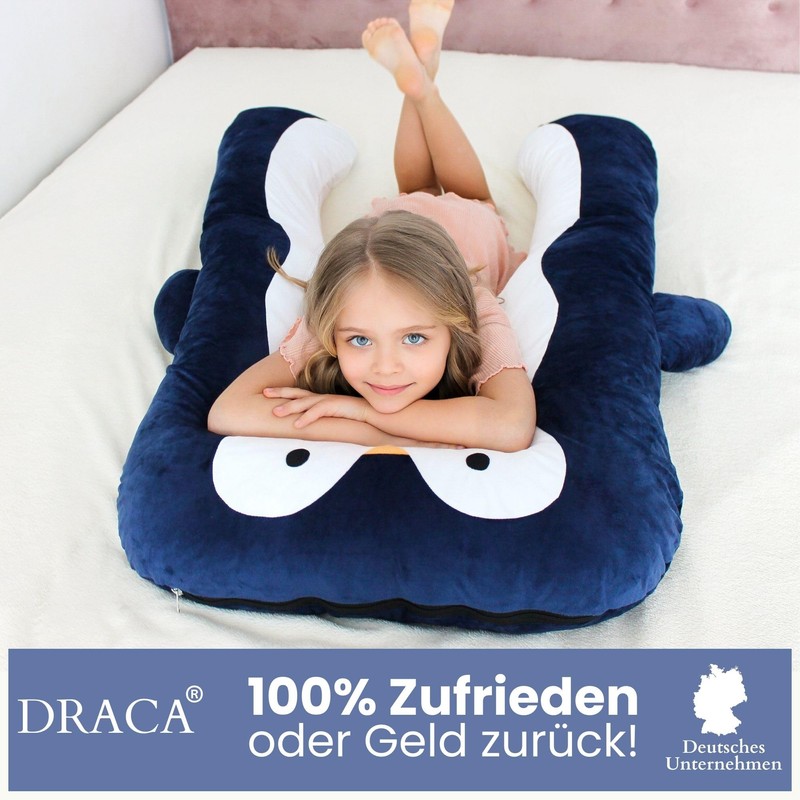 DRACA Side Sleeper Pillow for Children, Original Pillow Cover, Penguin,