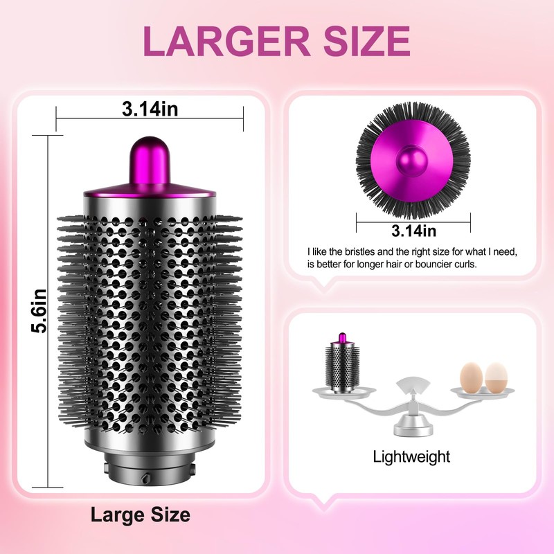 ZEPHBLOW Large Round Brush for Dyson Airwrap Attachments, Bigger Oval