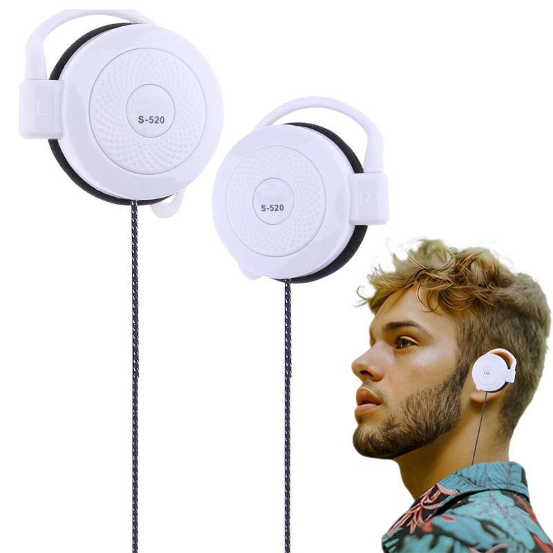 Clip Earphones Wired - 3.5mm Ear Hook Stereo Earbuds -