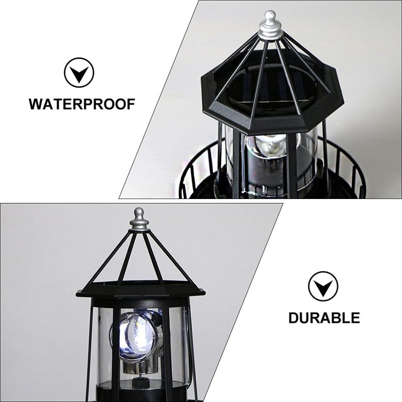 Cabilock Rotating Lighthouse Solar Light Outdoor Garden Beacon Lamp Water