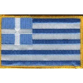 Greece Flag Patch, Measures 3.50" x 2.25", International Embroidered Iron On or Sew On Flag Patch Emblems Over 100 Patch Options Available