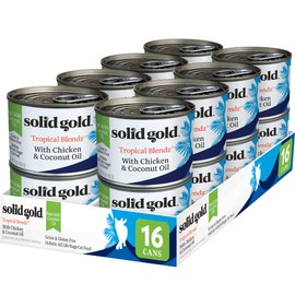 Solid Gold Tropical Blendz Wet Cat Food - Chicken Pate in Coconut Oil - Canned Cat Food, 16 Pack