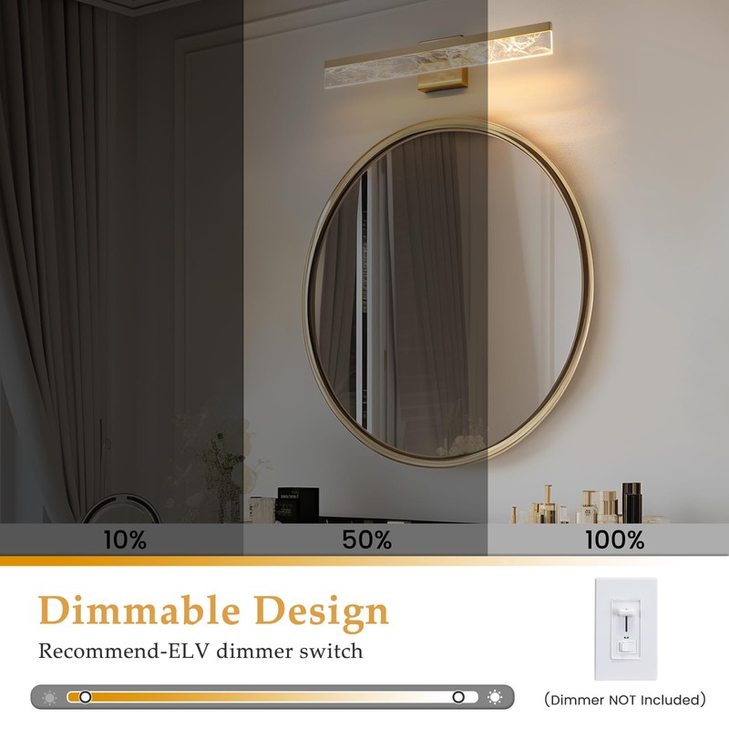 AIJIASI Gold Vanity Light - 24 Inch Modern Bathroom Light