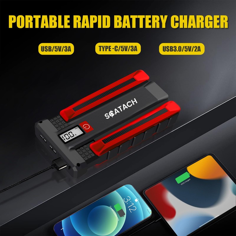 Scatach 6000A Car Battery Jump Starter,12V Car Jumper Starter Battery
