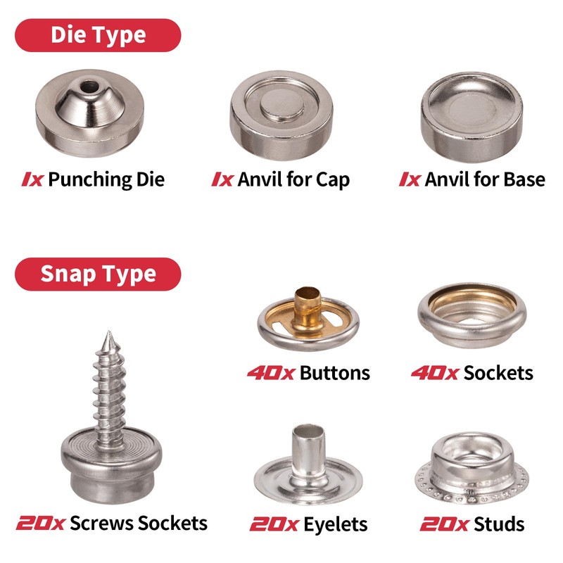 Spurtar Heavy Duty Snap and Fasteners Kit Adjustable Snap Button