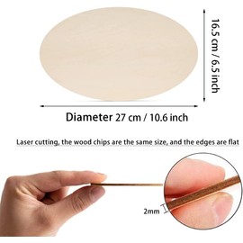 Unfinished Wood Oval Cutout Shape - Bag of 5, 10.5 x 6.5 Inch