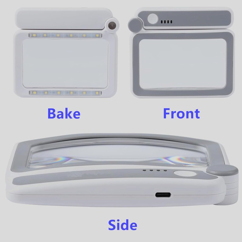Magnifying Glass Rechargeable 5X with Light,Handheld Magnifying Glass,Close Work Reduce