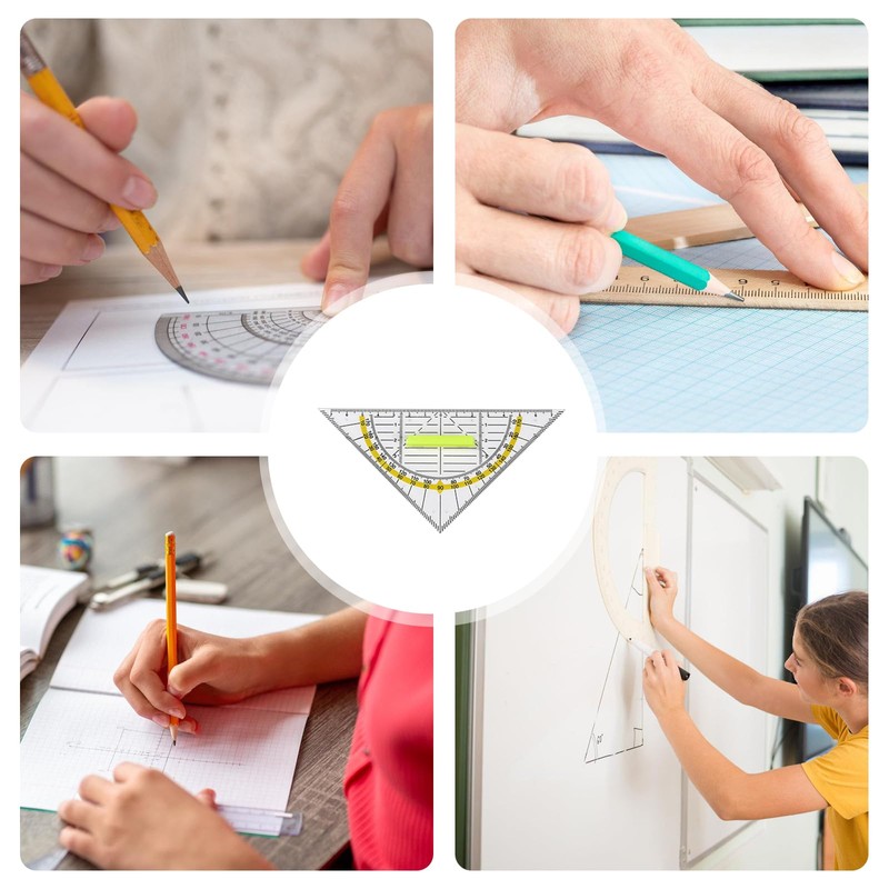 Sporgo Pack of 12 Transparent Plastic Geometry Triangle Protractor with